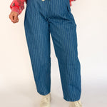 Pinstripe Barrel Jeans- Medium Wash - Ana Patricia Boutique