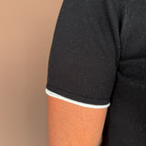 Layered Look Sweater Top- Black