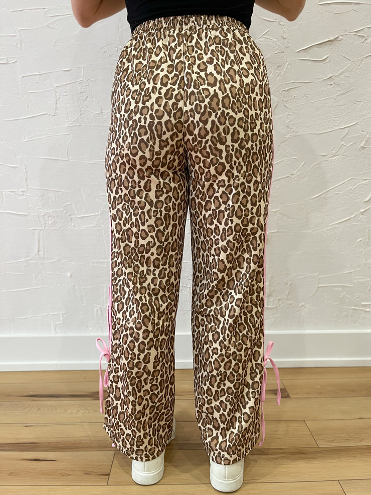 Bow Track Pants-Leopard