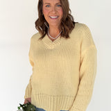 V Neck Sweater- Butter Yellow