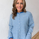 Piper Cardigan Mini Striped- Blue