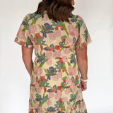 V Neck Flutter Sleeve Dress- Cream - Ana Patricia Boutique