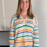 Multi Color Stripe Crochet Hoodie - Ana Patricia Boutique