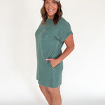 T-Shirt Mini Dress- Dark Teal - Ana Patricia Boutique