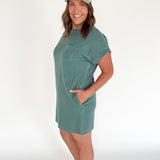 T-Shirt Mini Dress- Dark Teal - Ana Patricia Boutique