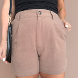 Classic Linen Shorts- Chocolate - Ana Patricia Boutique