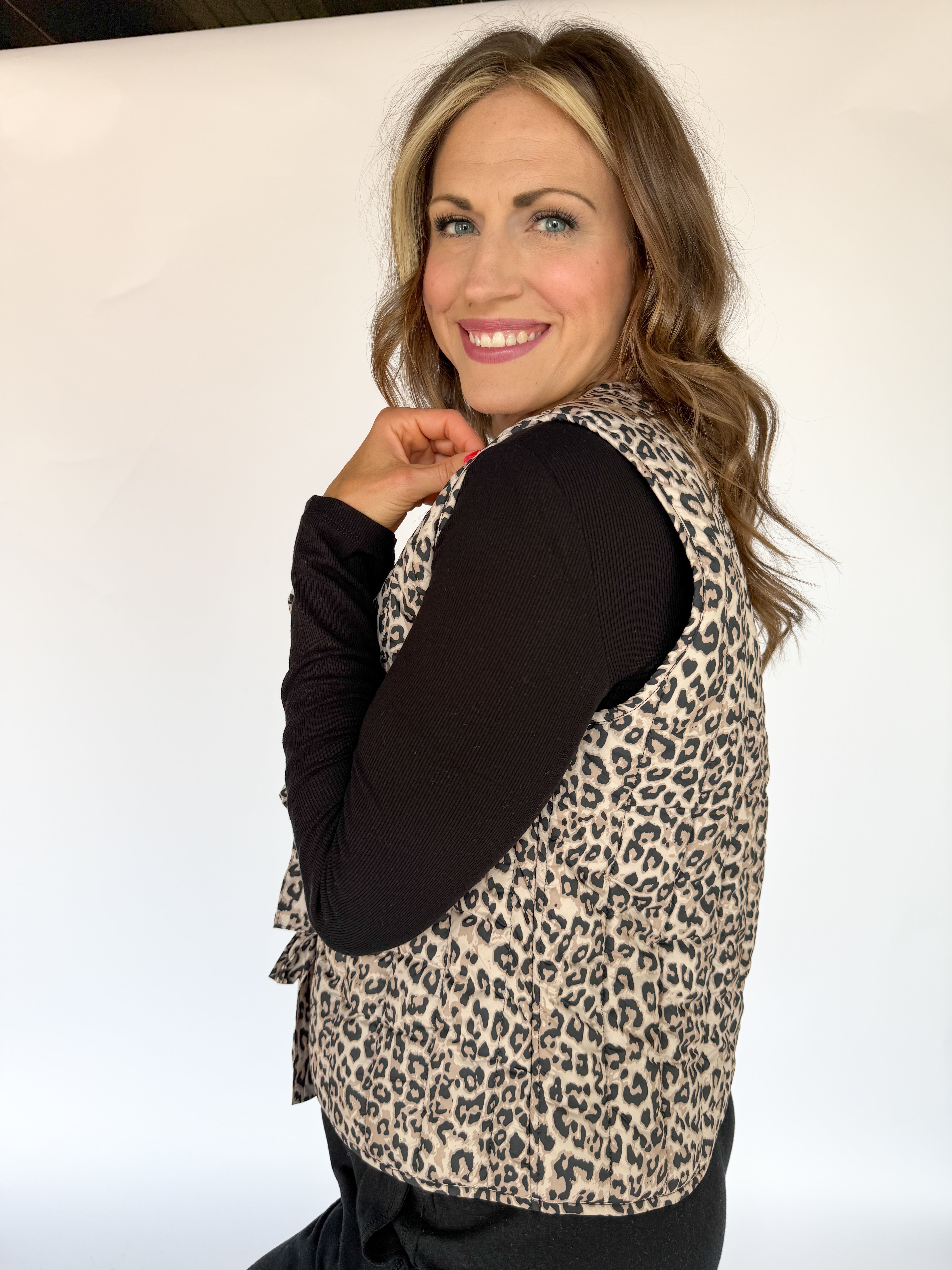 Leopard Tie Front Vest - Ana Patricia Boutique
