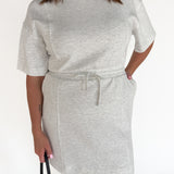 Scuba Short Sleeve Dress- Grey - Ana Patricia Boutique