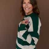 Thick Stripe Sweater- Hunter Green