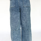 Wide Leg Denim Pants- Blue