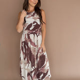 Abstract Sleeveless Dress-Mocha - Ana Patricia Boutique