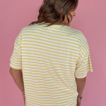 Oversized Stripe Tee- Yellow/White - Ana Patricia Boutique