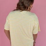 Oversized Stripe Tee- Yellow/White - Ana Patricia Boutique