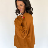 Rust Oversized V Neck Pullover - Ana Patricia Boutique