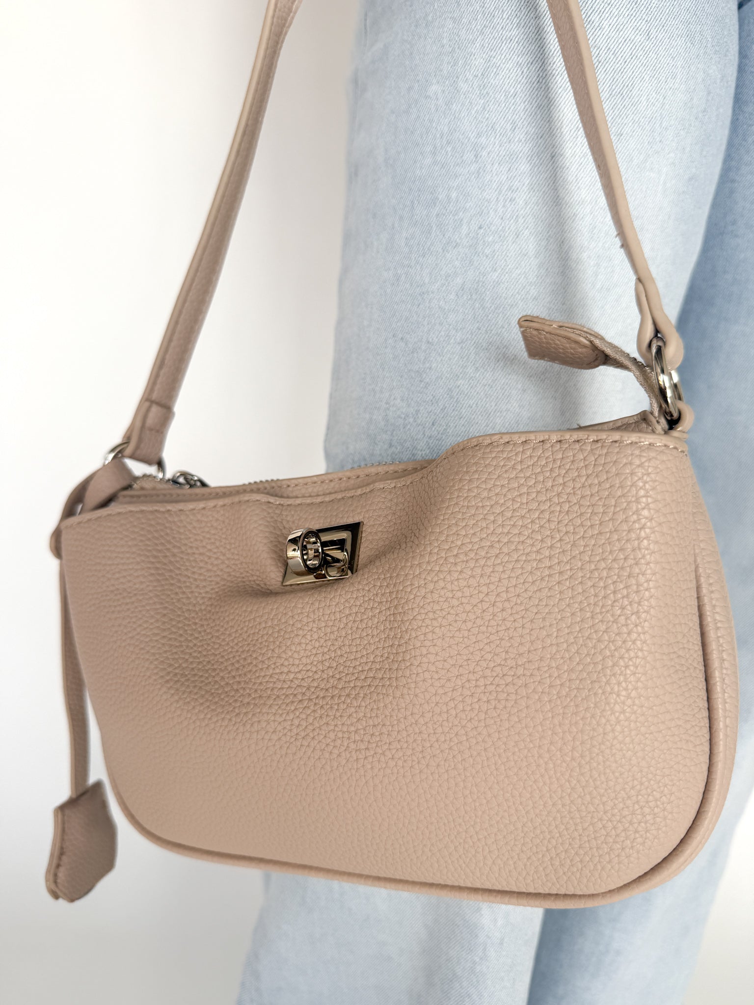 Textured Crossbody Bag- Taupe - Ana Patricia Boutique