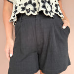Classic Linen Shorts- Black - Ana Patricia Boutique