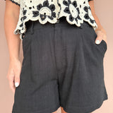 Classic Linen Shorts- Black - Ana Patricia Boutique