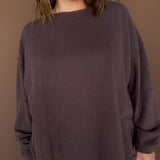 Classic Oversized Long Sleeve Top-Brown