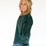 Corduroy Button Up Shirt- Forest Green