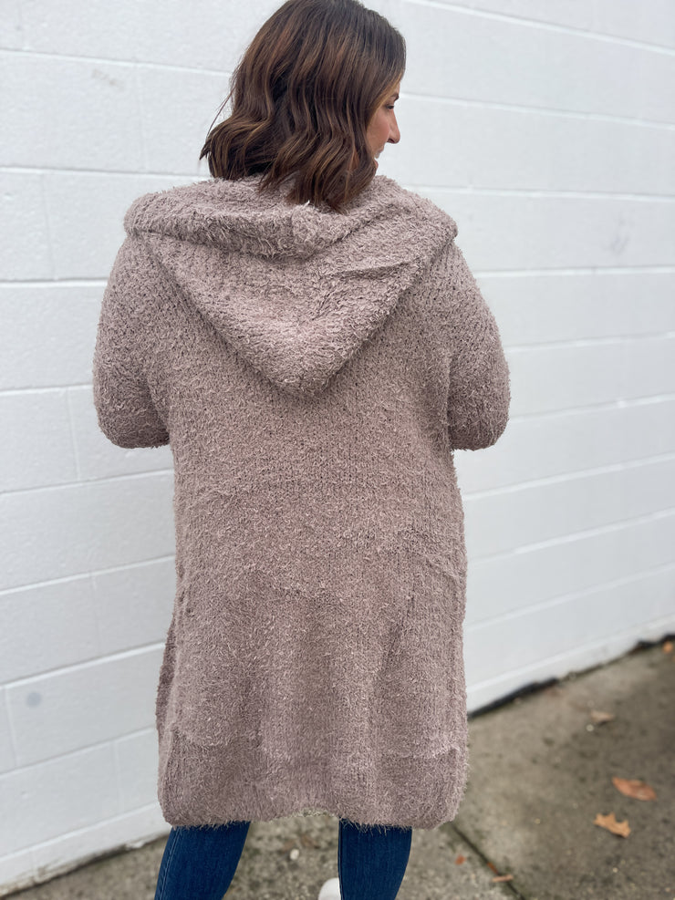 The Avery Hooded Cardigan- Mocha