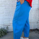 Mid Rise Barrel Leg Pants-Blue - Ana Patricia Boutique