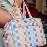Multicolored Checkerprint Weekend Duffle Bag: Multi Checker - Ana Patricia Boutique