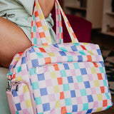 Multicolored Checkerprint Weekend Duffle Bag: Multi Checker - Ana Patricia Boutique