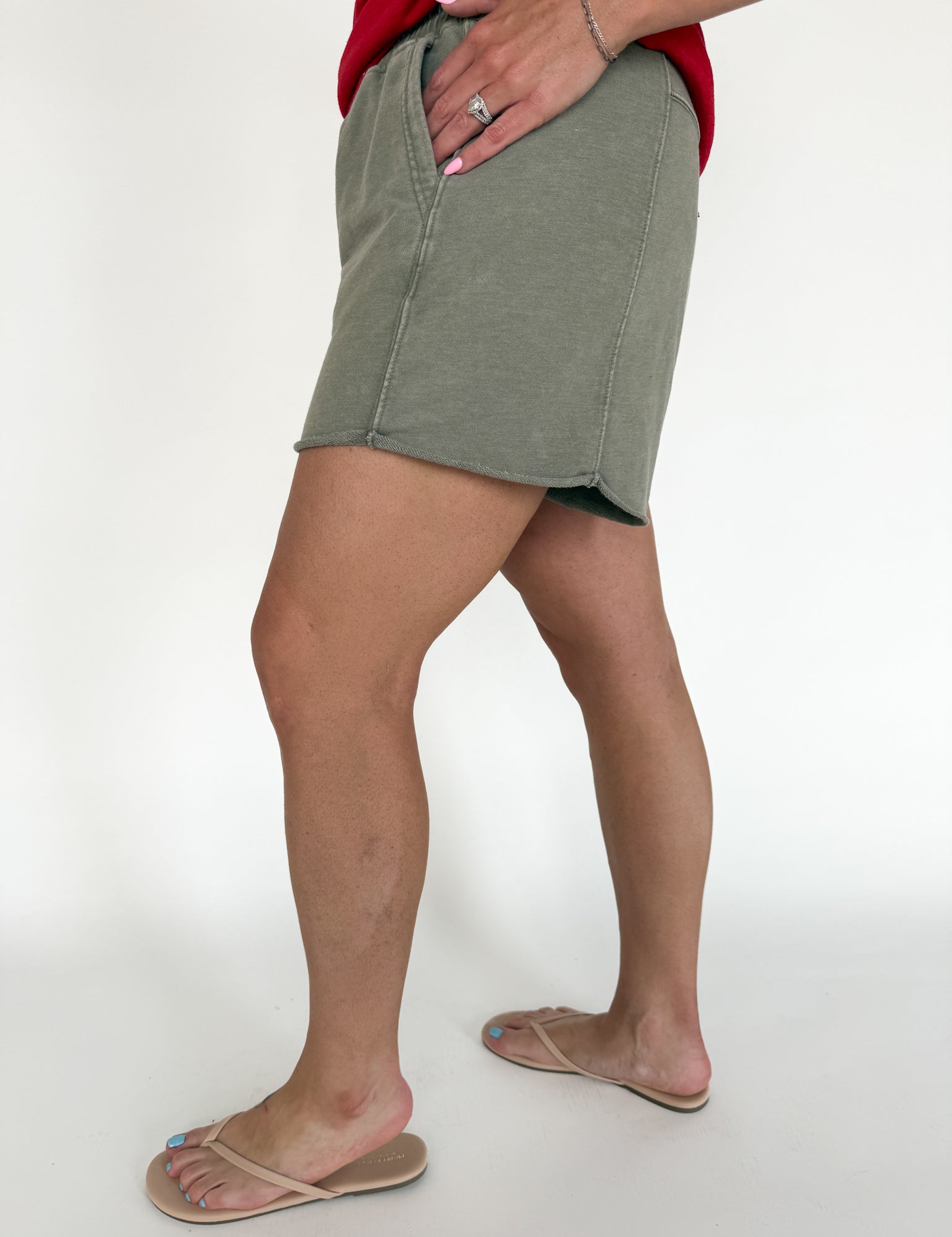 Mineral Wash Terry Short-Olive - Ana Patricia Boutique