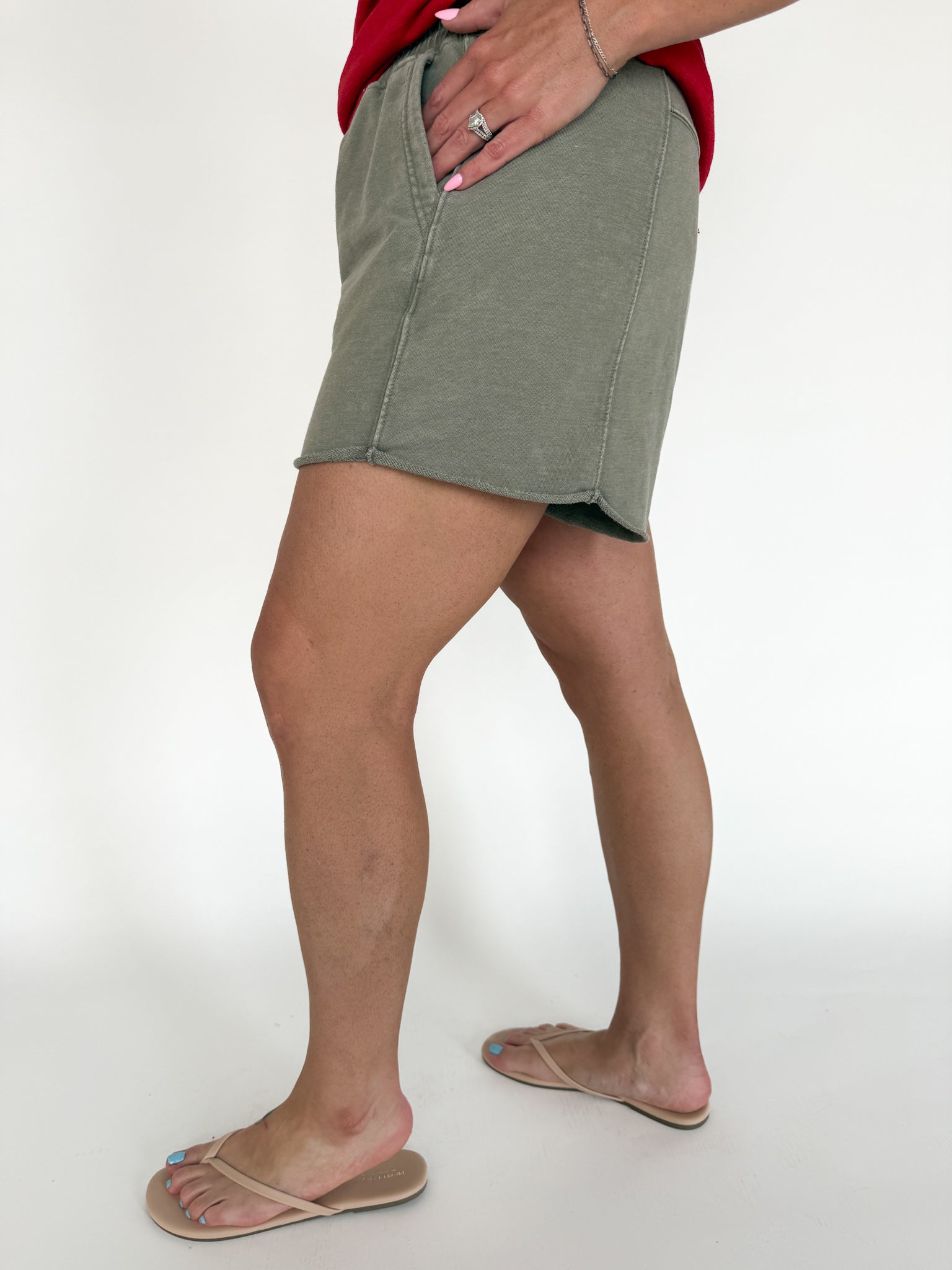 Mineral Wash Terry Short-Olive - Ana Patricia Boutique