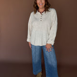 Oversized Henley Sweater- Oatmeal