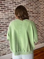 Patched Flower Pullover- Juniper