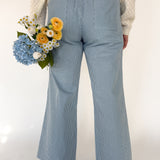 Striped Wide Leg Pants- Blue