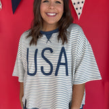 USA Rope Embroidery Top- Blue - Ana Patricia Boutique