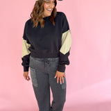 Color Block Sweatshirt- Black/Bone - Ana Patricia Boutique