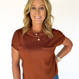 Diamond Jacquard Top- Chestnut