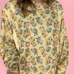 Floral Waffle Knit Top- Yellow - Ana Patricia Boutique