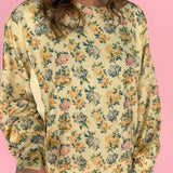 Floral Waffle Knit Top- Yellow - Ana Patricia Boutique