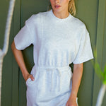 Scuba Short Sleeve Dress- Grey - Ana Patricia Boutique