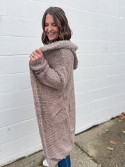 The Avery Hooded Cardigan- Mocha