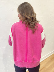 Two Tone Pullover- Fuchsia