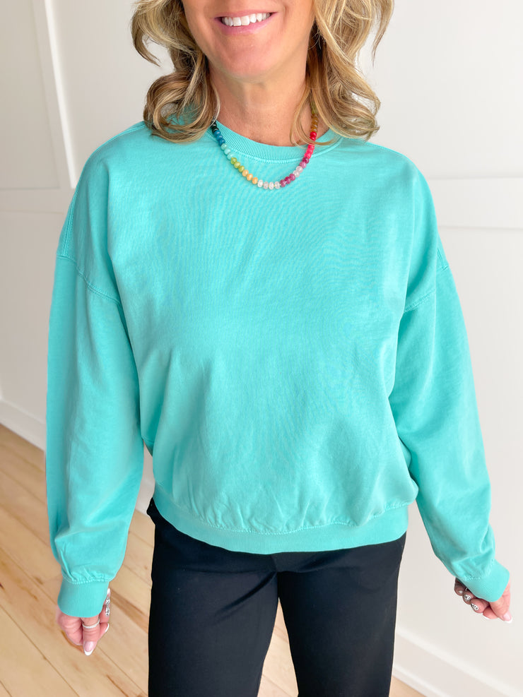 Comfort Crush Pullover- Turquoise