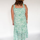 Woven Printed Midi Dress- Green/Blue