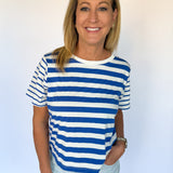 Striped Contrast Tee- Blue