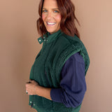 Sherpa Stand Collar Vest- Green