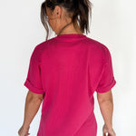 Luxe Ribbed Lounge Tee-Pink - Ana Patricia Boutique