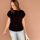 Ribbed Mock Neck Sweater-Black