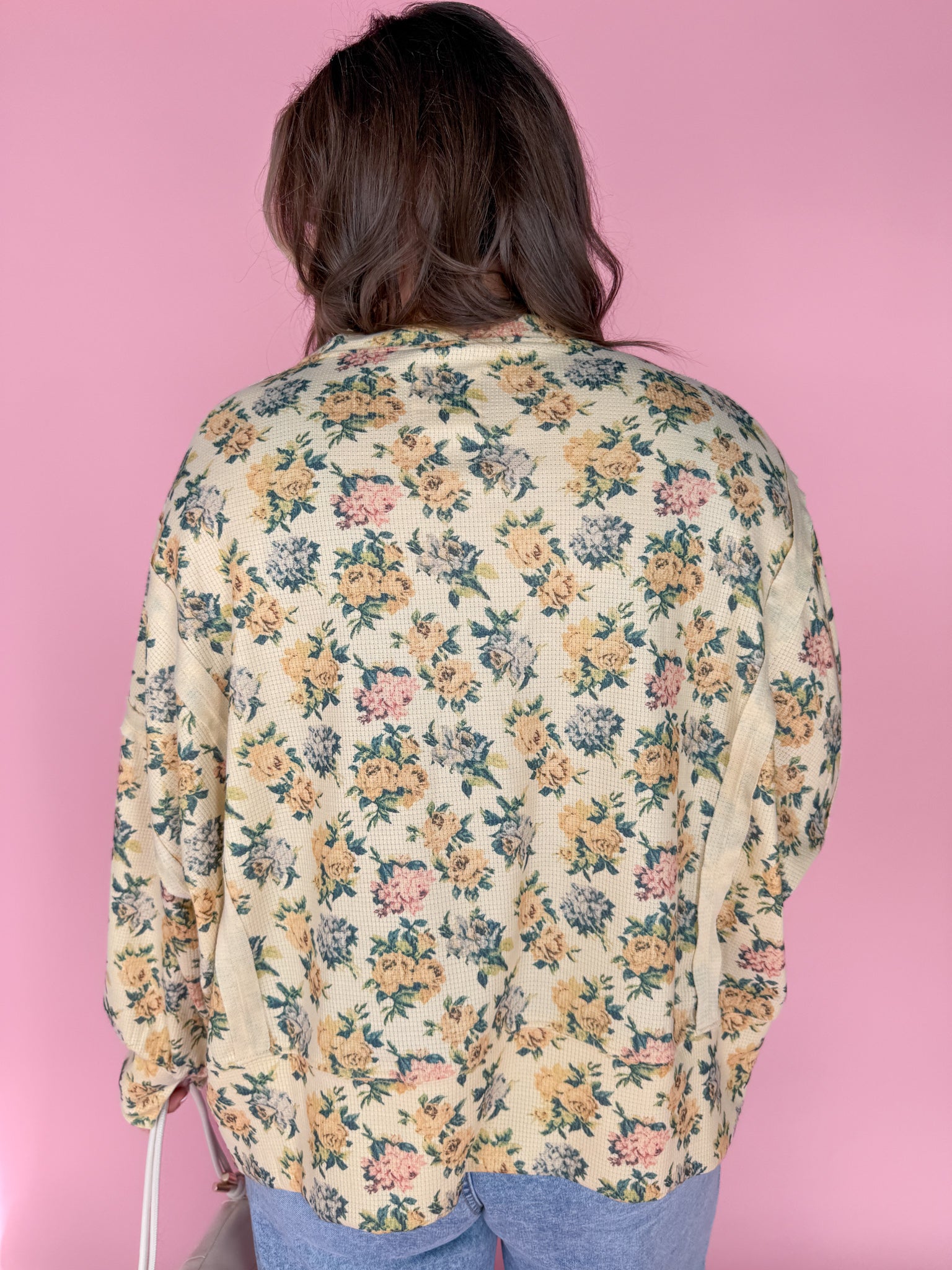 Floral Waffle Knit Top- Yellow - Ana Patricia Boutique