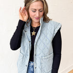 Denim Quilted Vest - Ana Patricia Boutique