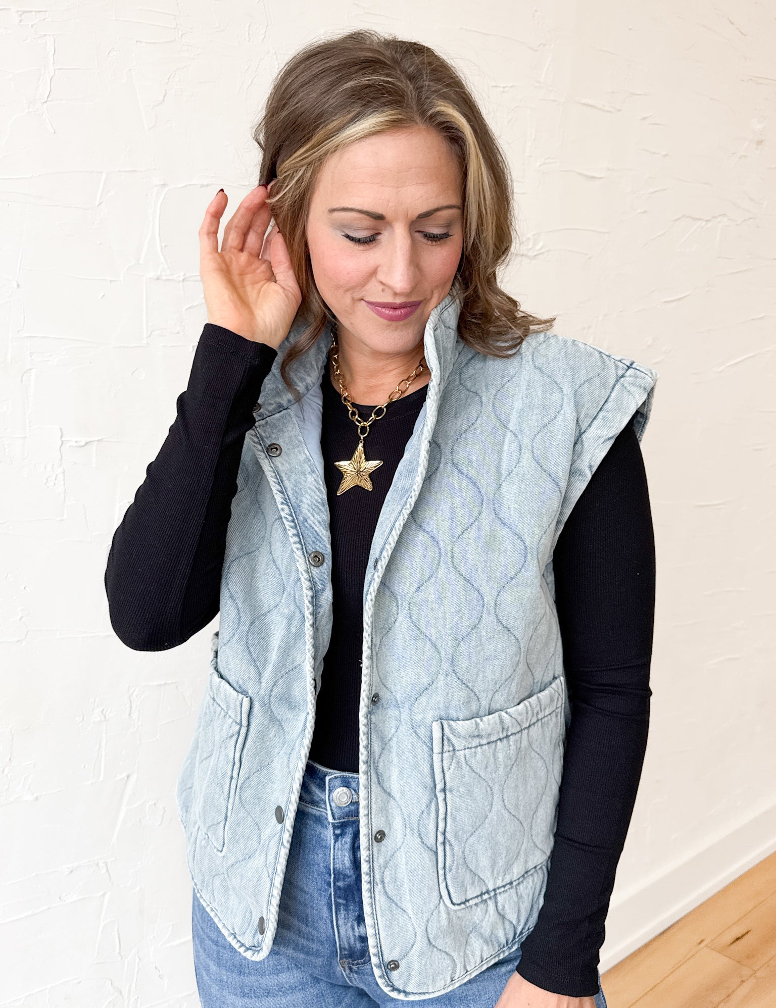 Denim Quilted Vest - Ana Patricia Boutique