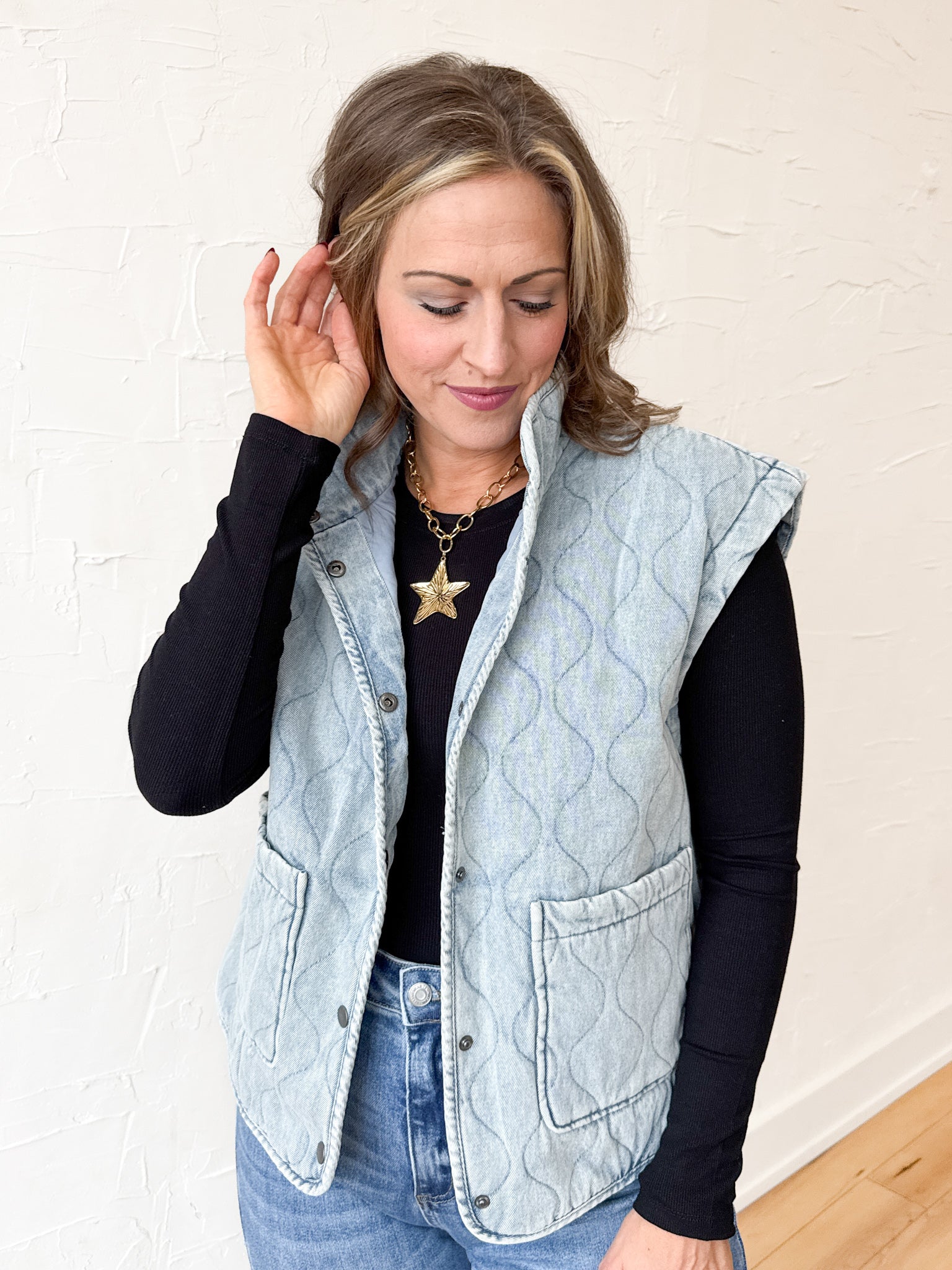 Denim Quilted Vest - Ana Patricia Boutique